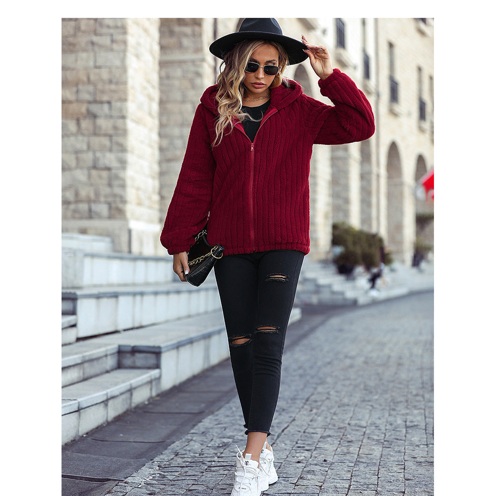 AutumnWinter Fashion Women's Hooded Long-sleeved Casual Jacket